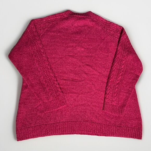 NWT Appleseeds Women’s Sweater Sz 1X Cable Knit Heavyweight Fisherman’s Red - Picture 5 of 8